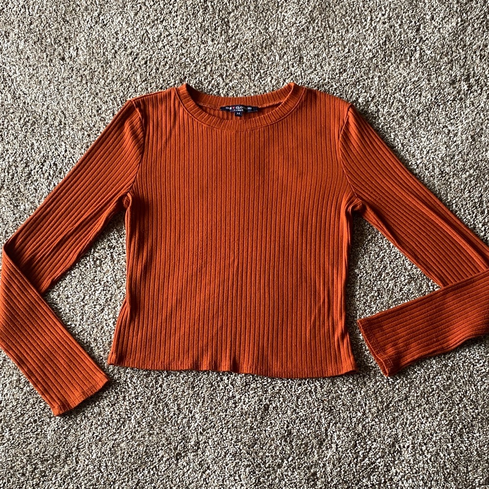 Chic Rust Ribbed Long Sleeve Top G - Picture 1 of 1